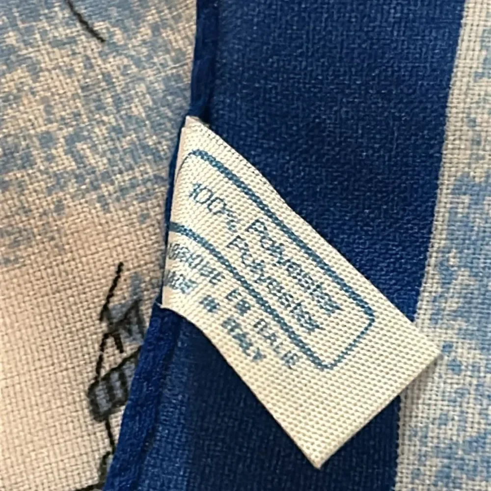 Paris Landmark Silk Scarf - Blue & White